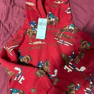 Equestrian Print Red Hoodie